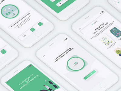 I AM CHANGE animation app change flat green minimal motivation neomorphism ui design ux design