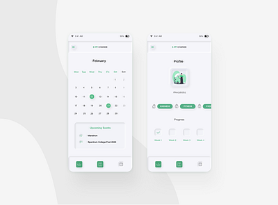 I am change - Calendar page animation app change flat green minimal motivation neomorphism sketch softui ui ui design uiux ux ux design xd design