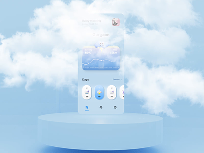 Cloud n' Rainy_UIinspiration'03 3d 3d animation 3d clouds aftereffects animation blender 3d blue cloudy design flat minimal motion graphics raining ui ui design user interface ux ux design weather weather report