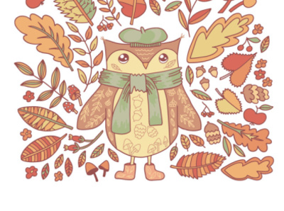Autumn owl design illustration typography vector