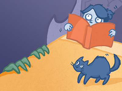Books That Keep You Up At Night books cat digital editorial illustration magazine monsters reading