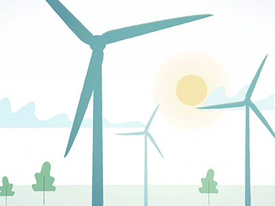 A thing for a thing 2d animation bike compositing gif green nature windmills