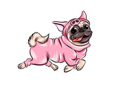 Funny Pug Dog adobe draw apple pencil art digital digital art dog dog illustration draw illustration pug pug dog vector