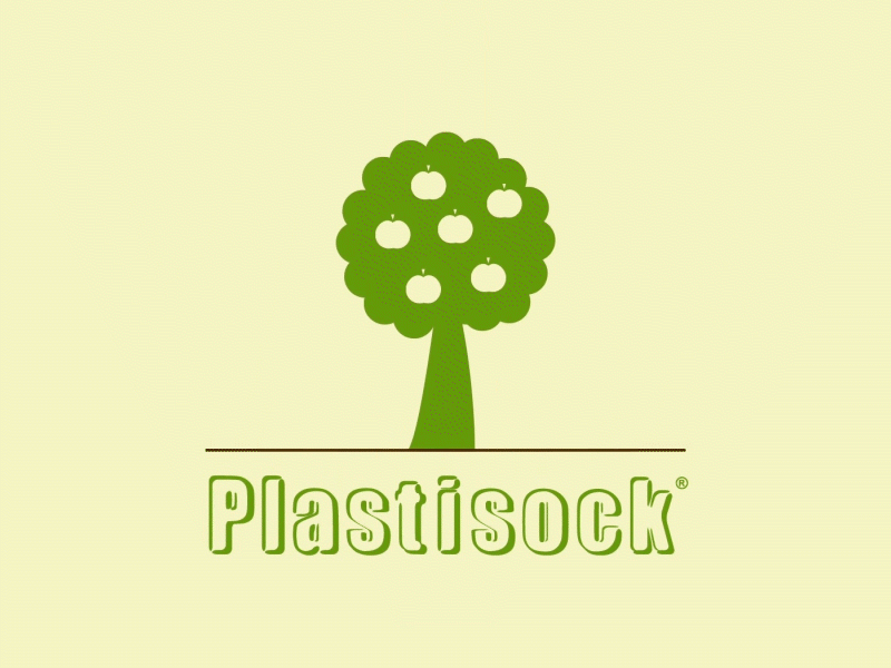 Plastisock apples baby brand childish clothes kid logo animation logo reveal plastisock tree wear