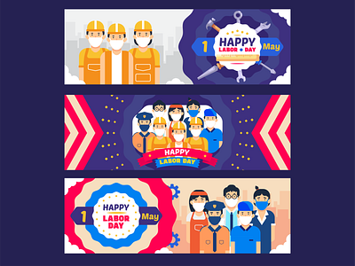 Happy labor day character illustrations branding design flat flat design icon illustration illustrator minimal ui ux vector