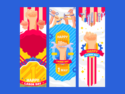 Happy labor day hands illustration