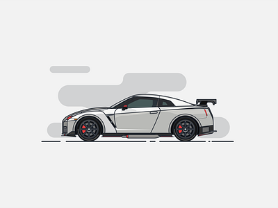 Nissan GTR design flat illustration ui vector