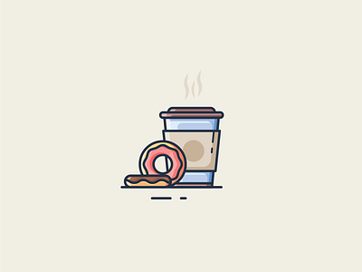 Donut and Coffe breakfast design donuts flat flat design food icon illustration illustrator ilustration minimal ui vector