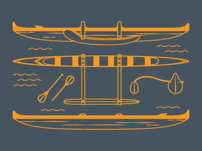 Outrigger illustration paddle outrigger canoe