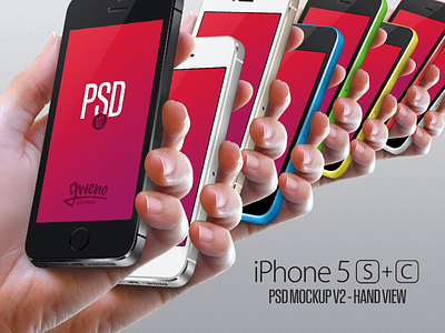 Iphone 5S & 5C Mockup - Hand PSD - Version 2 5c 5s apple download free hand iphone mobile mockup photoshop psd template