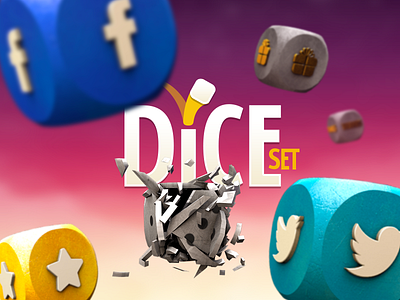 Dice Set Social Artwork app dice diceset facebook gift ios iphone pink set twitter