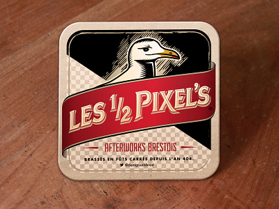 Les Demi-Pixels : Round Two afterwork beer beer mat brest brittany france gull illustration pixels rennes