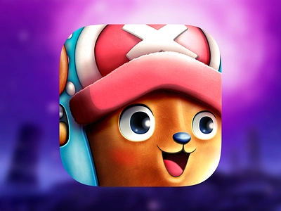 Happy Chopper - One Piece iOS Icon anime blue chopper colorful icon illustration ios japan one piece pink smile