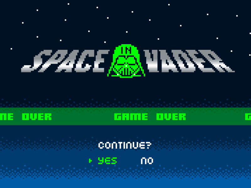 "Space In Vader" Game Over Screen
