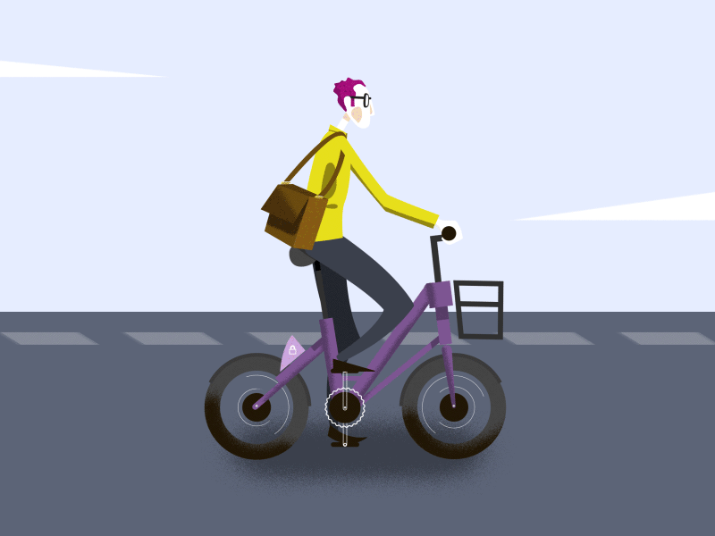 Bike Animation animation bike duik gif illustration man purple yellow