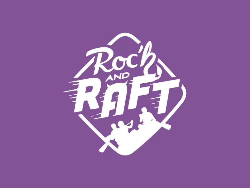 Roc'h & Raft Logotype Animation animation gif lettering motion purple ride sports type water