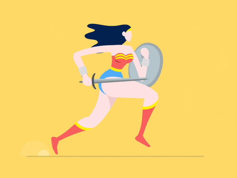 Wonder Woman - Run + Defense animation caracter gif red rigging running woman wonder wonder woman ww yellow