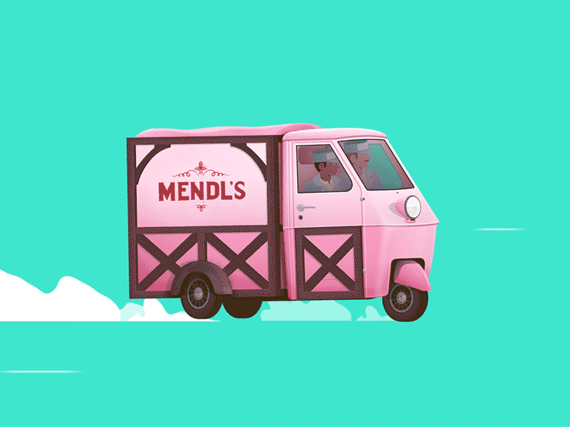 MENDLS CAR Loop 2d animation car gif green illustration lambro mendls motion motion animation pink wes anderson