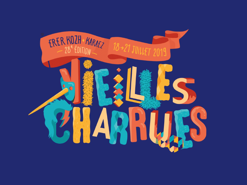 LES VIEILLES CHARRUES 2019 blue brittany festival gif gif animated gif animation logotype motion