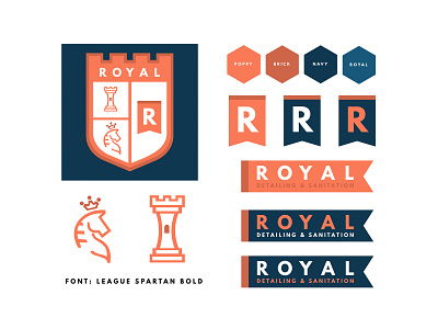 Royal Brand Guide castle chess crest knight navy poppy red and blue rook royal shield