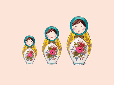 Matryoshka Dolls botanical botanical illustration floral gouache matryoshka russian dolls russian nesting dolls