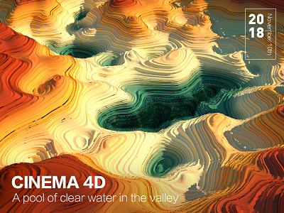 A pool of clear water in the valley / C4D