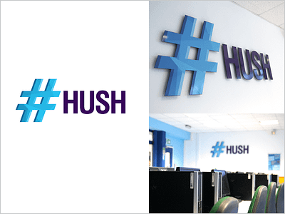 Hush Logo blue hashtag purple student study