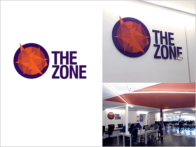 The Zone logo geometric orange purple shapes student