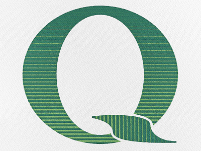 Q alphabet design green illustration lettering retro typography vector vintage water color