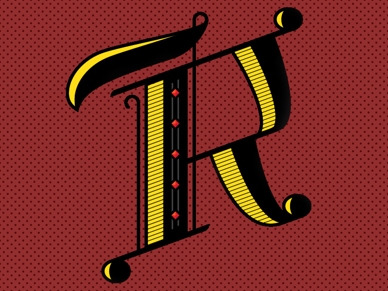R jewel card royal black letter vector design typography alphabet lettering illustration