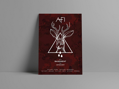 AFI Merch Poster [2017] band band poster basement drawing graphic illustration introvert jackalope punk punk rock punkrock rabbit red redesign
