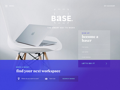 'Base' Workspace Sharing branding clean desktop gradient office purple ui work