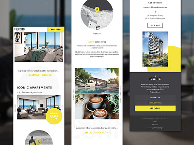 Iconic Kirra Website Mobile Landing Page circles clean hotel landing mobile responsive ui ux website yellow