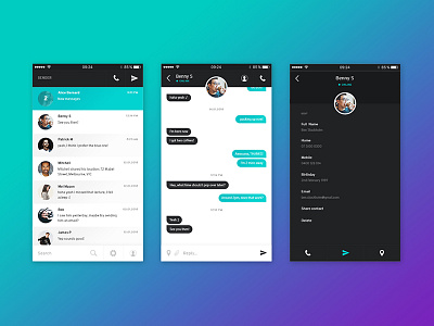 Chat / Messenger Interface - Mobile App app application chat colour flat grey ios messenger mobile ui