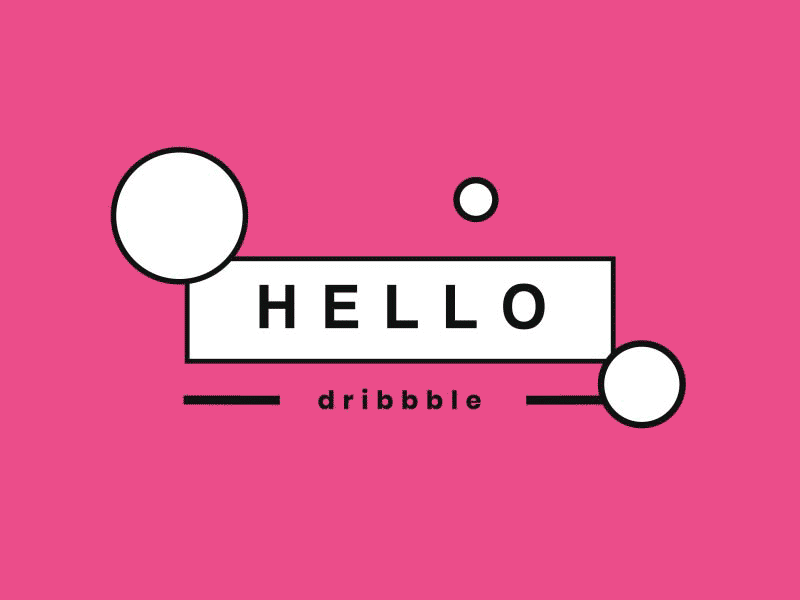Hello Dribbble animation box branding circle hello hellodribbble motion graphics pink sphere ui white