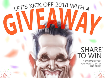 Illustrated giveaway promo caricature freelance giveaway illustration photoshop promotion