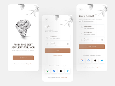 Login and Signup Screen app app design appui concept dailyui design login minimal mobile app mobile application mobile ui onboarding onboarding screen signup ui ui design ux