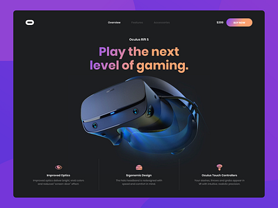 Oculus Rift S Headset Website Concept 2019 trends clean concept dailyui design minimal product redesign shopping ui ux vr website