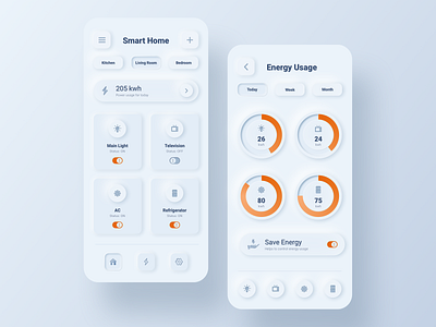 Skeuomorph Smart Home Application app application application design chart dailyui energy graph minimal smarthome statistic ui ux