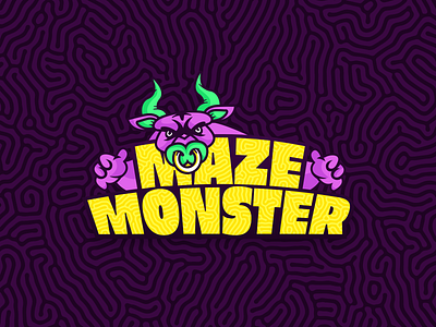 Maze monster logo branding bull generator green labyrinth logo maze minotaur monster neon purple yellow