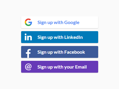 Sign up buttons buttons signup social