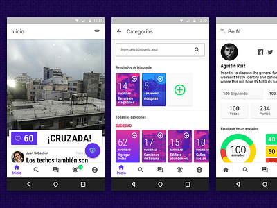 Yecas app for Android android app argentina citizen ciudadanos gobierno government green material design mobile purple yecas
