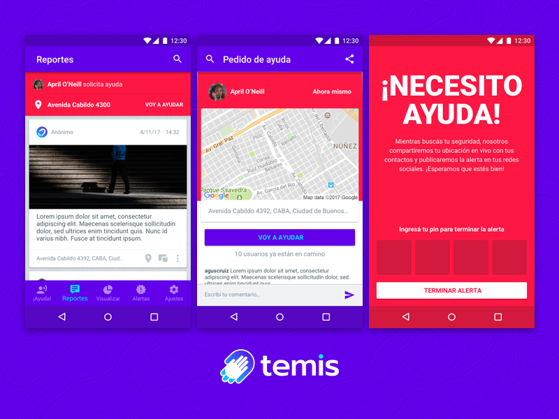 Temis for Android red phone awareness security safety purple app android