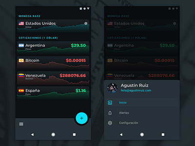 Playing with Material Design 2 concepts 2 9 android argentina black blue crypto design exchange google gray material money pie