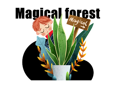 Magical forest app design illustration ui web