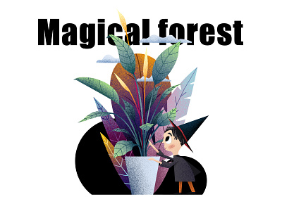 Magical forest app design illustration ui web
