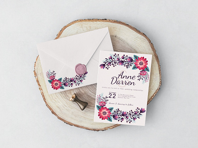 Wedding Invitation Card celebration design elegant envelope design falt design floral flowers illustration invitation party stationary wedding wild