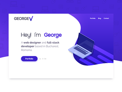 Personal website blue branding design flat georgev illustration minimal portfolio typography ui ux web web design