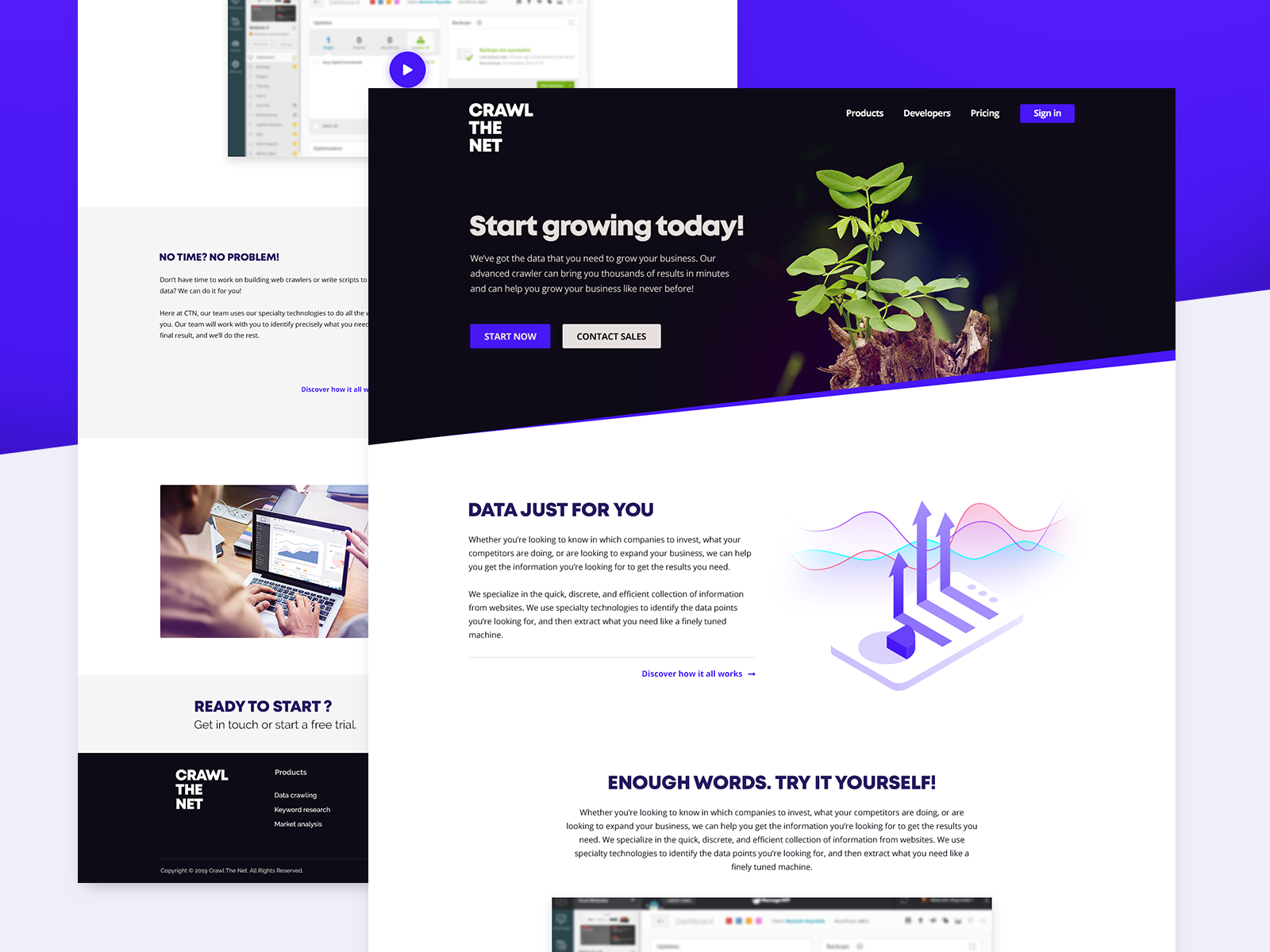 Crawl The Net Landing Page by George V. on Dribbble