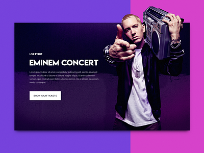 Eminem Concert Concept UI blue clean concept design georgev interface landing page minimal purple ui ux web web design